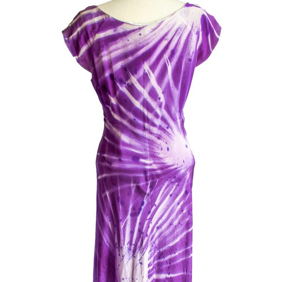 NEW long Maxi Silk dress Blue Pink Purple 8 10 12 - Picture 4 of 11